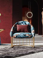 Jacquard Fabric Accent Chair with Metal Accents