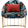Jacquard Fabric Accent Chair with Metal Accents