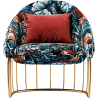 Jacquard Fabric Accent Chair with Metal Accents