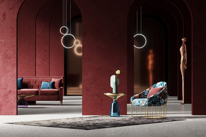 Jacquard Fabric Accent Chair with Metal Accents