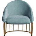 Blue Velvet Accent Chair with Metal Accents