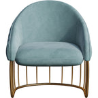 Blue Velvet Accent Chair with Metal Accents