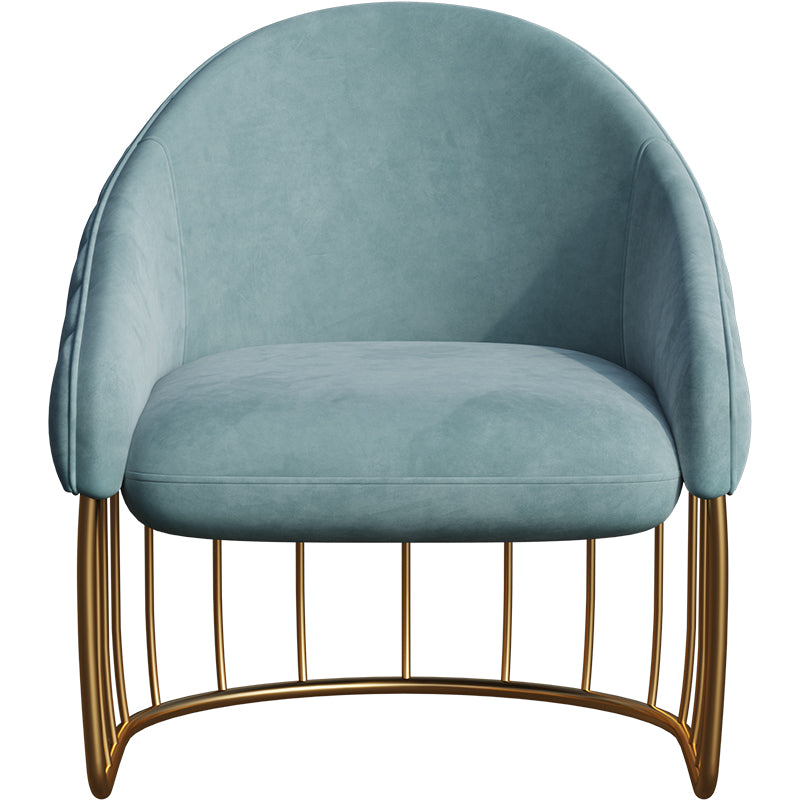 Blue Velvet Accent Chair with Metal Accents