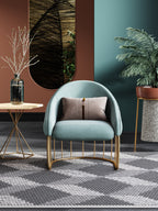 Blue Velvet Accent Chair with Metal Accents