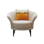 Genuine Leather Accent Chair with Metal Accents