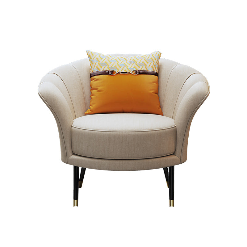 Genuine Leather Accent Chair with Metal Accents