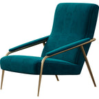 Blue Velvet Accent Chair with Metal Accents