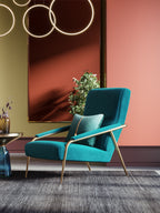 Blue Velvet Accent Chair with Metal Accents