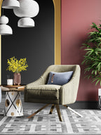 Grey Yellow Upholstered Accent Chair with Metal Accents