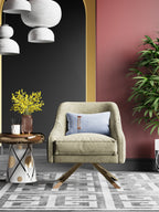 Grey Yellow Upholstered Accent Chair with Metal Accents