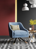 Light Blue Upholstered Accent Chair with Metal Accents