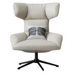 Genuine Leather Accent Chair with Metal Accents