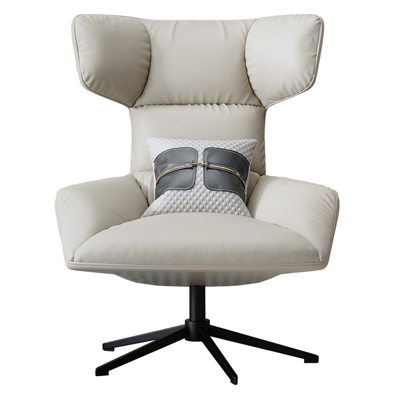 Genuine Leather Accent Chair with Metal Accents