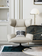 Genuine Leather Accent Chair with Metal Accents