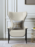 Leather Accent Chair with Metal Accents
