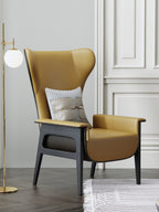 Genuine Leather Accent Chair with Metal Accents