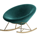 Dark Green Velvet Accent Chair with Metal Accents