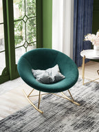Dark Green Velvet Accent Chair with Metal Accents
