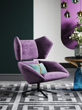 Purple Velvet Accent Chair with Metal Accents