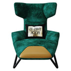 Green-and-Orange Upholstered Accent Chair with Metal Accents
