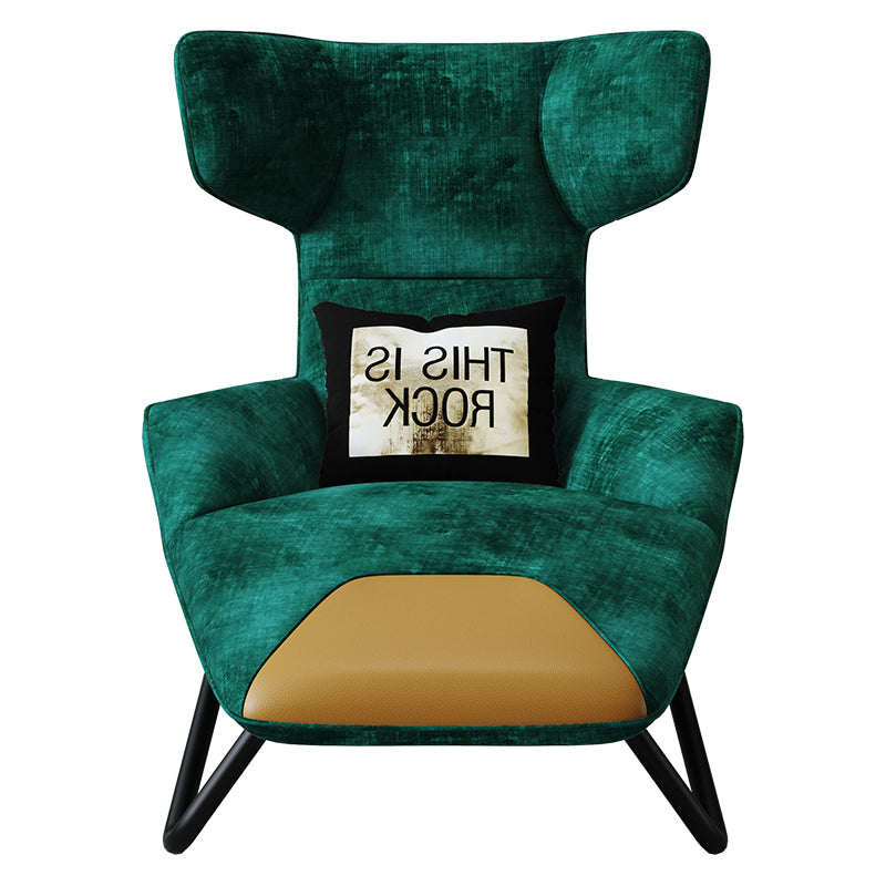 Green-and-Orange Upholstered Accent Chair with Metal Accents