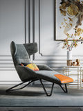 Grey-and-Orange Upholstered Accent Chair with Metal Accents