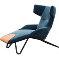 Blue-and-Orange Velvet Accent Chair with Metal Accents