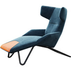 Blue-and-Orange Velvet Accent Chair with Metal Accents