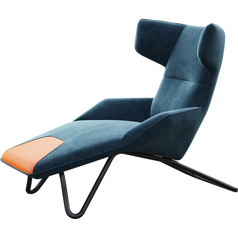 Blue-and-Orange Velvet Accent Chair with Metal Accents