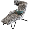 Embroidered Cotton Lounge Chair with Stainless Steel Frame