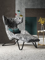 Embroidered Cotton Lounge Chair with Stainless Steel Frame