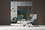 Embroidered Cotton Lounge Chair with Stainless Steel Frame
