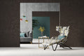 Knitted Embroidered Lounge Chair with Metal Frame