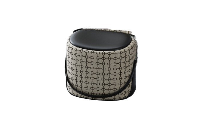 Upholstered Footstool with Metal Base
