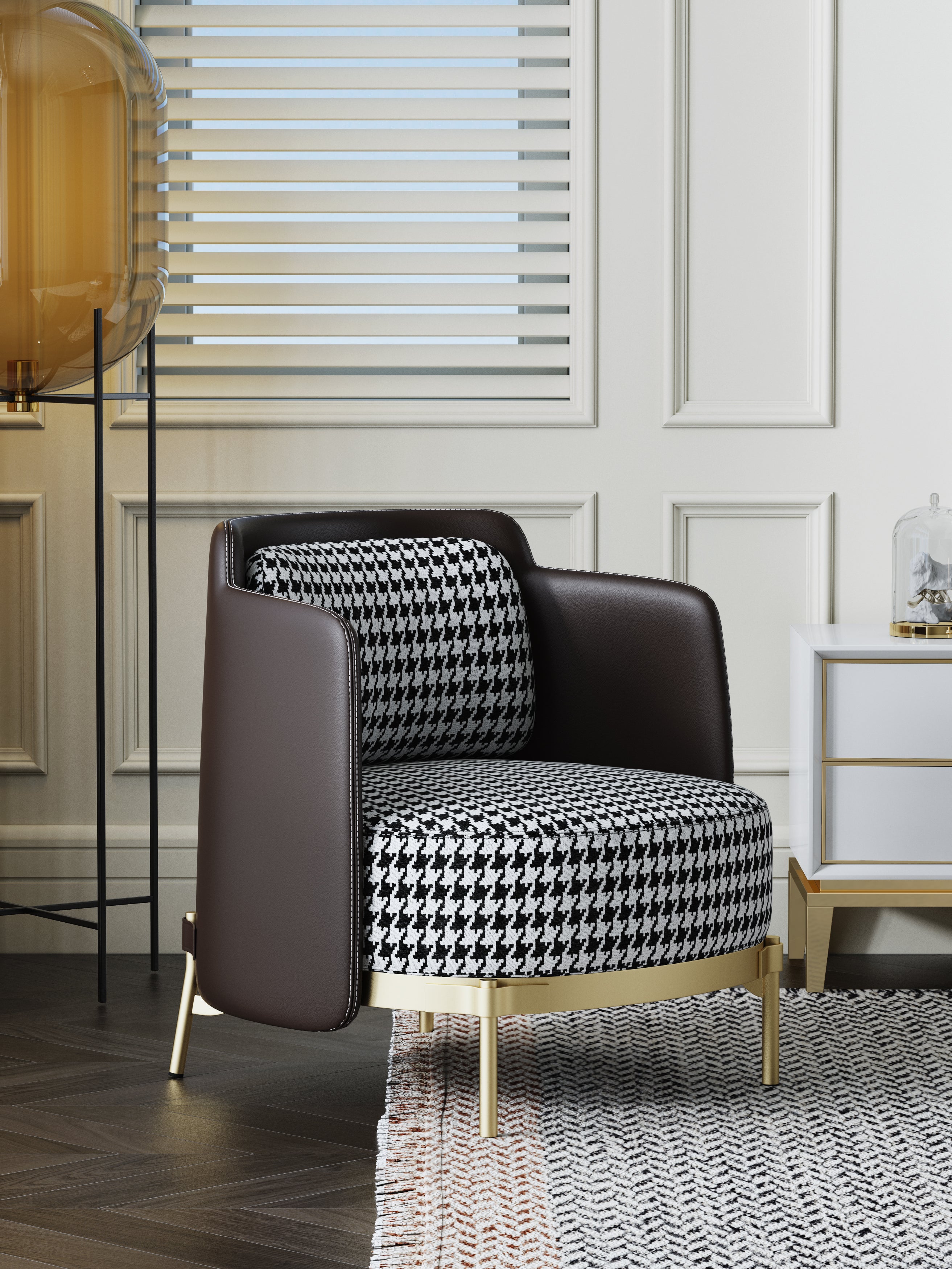 Upholstered Accent Chair with Metal Accents
