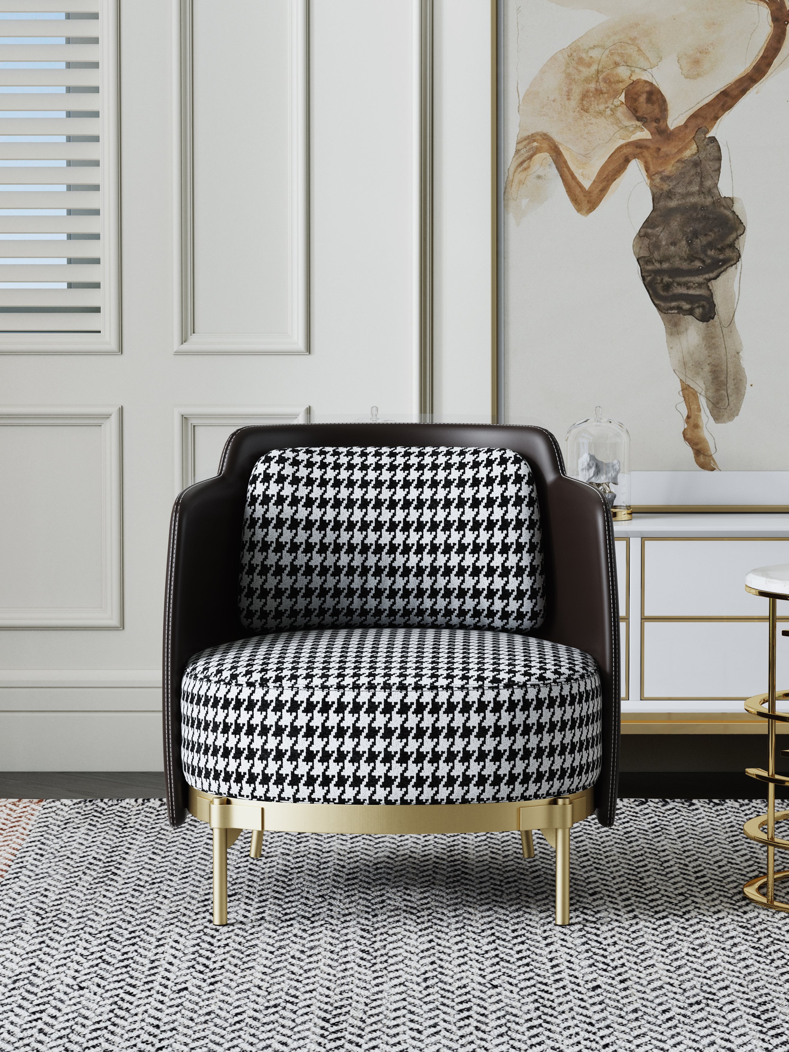 Upholstered Accent Chair with Metal Accents