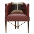 Genuine Leather Accent Chair with Metal Accents