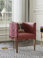 Genuine Leather Accent Chair with Metal Accents