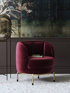 Velvet Accent Chair with Metal Accents