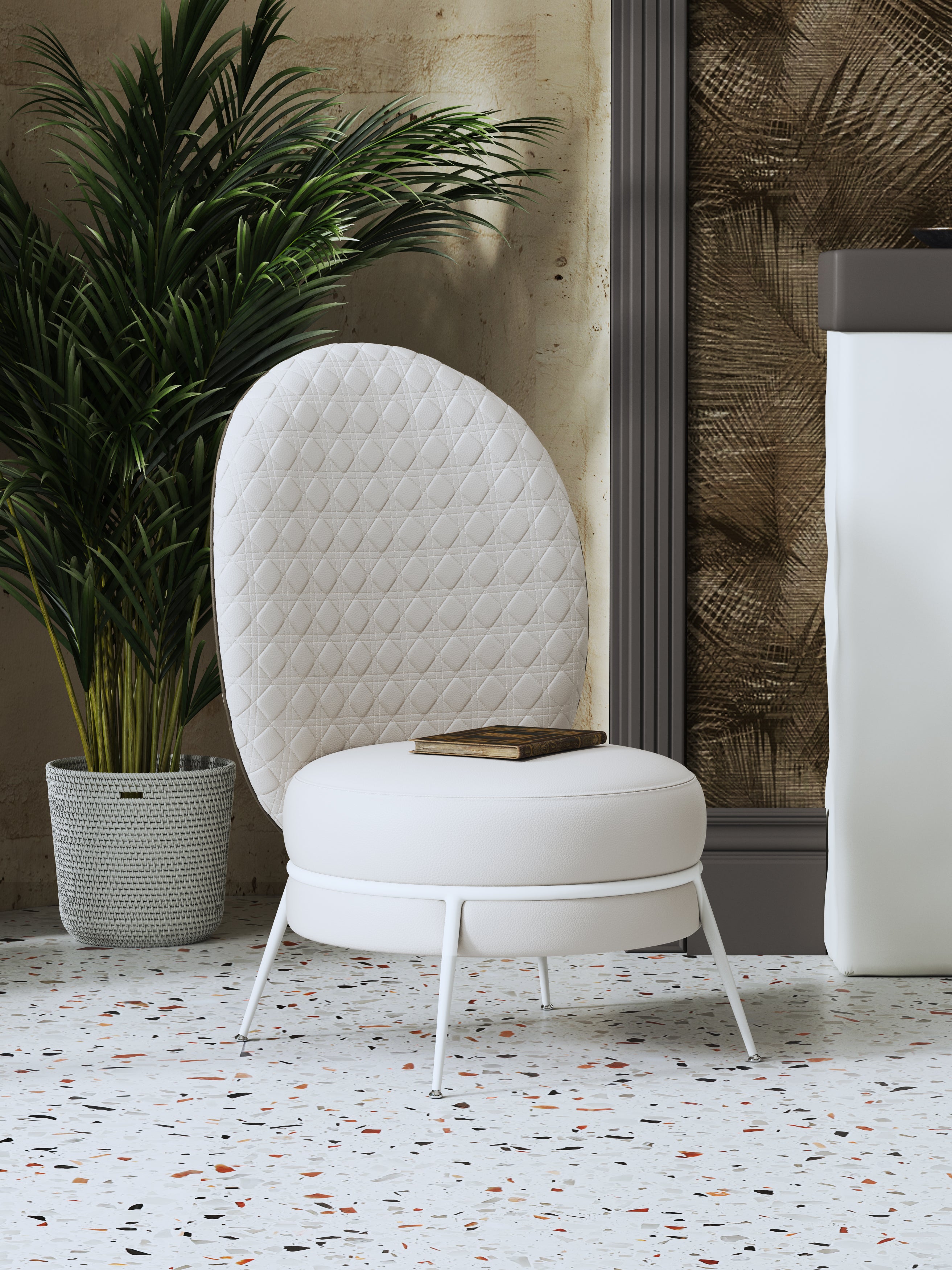Leather Accent Chair with Metal Accents
