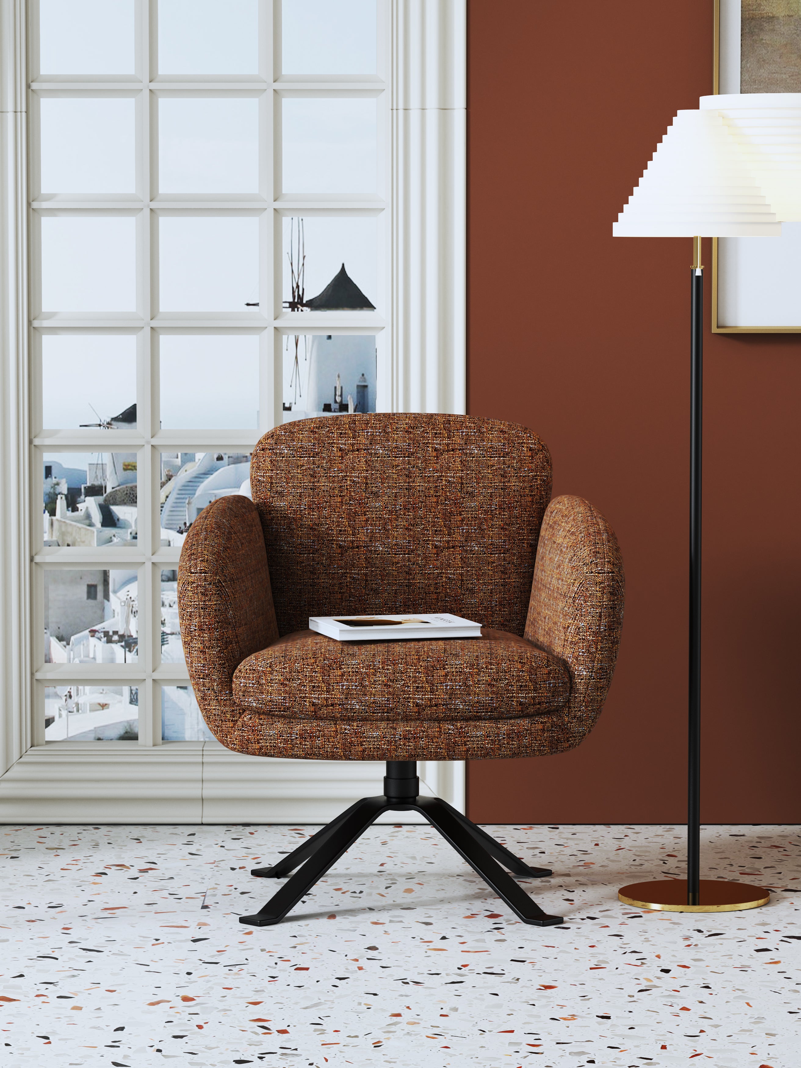 Upholstered Accent Chair with Metal Accents