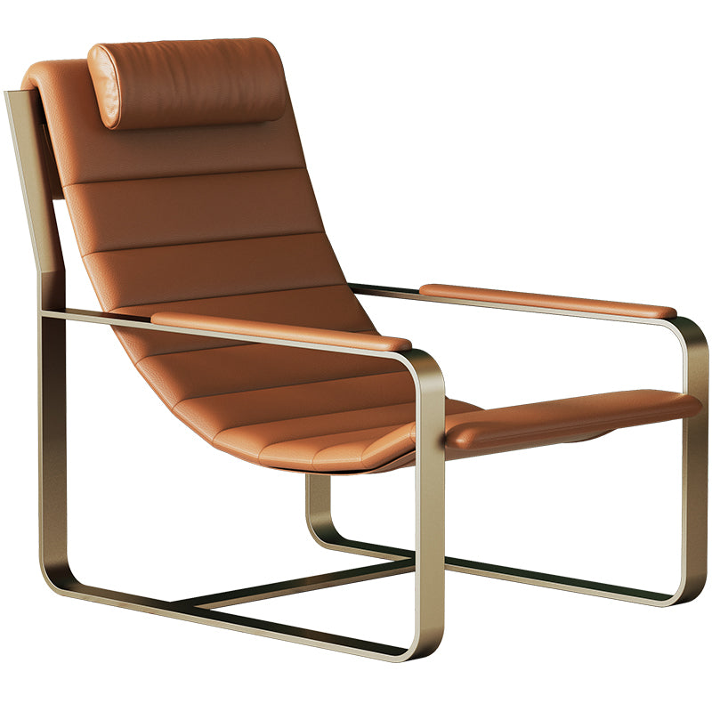 Leather Accent Chair with Metal Accents