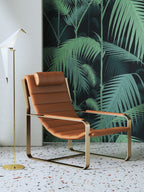 Leather Accent Chair with Metal Accents