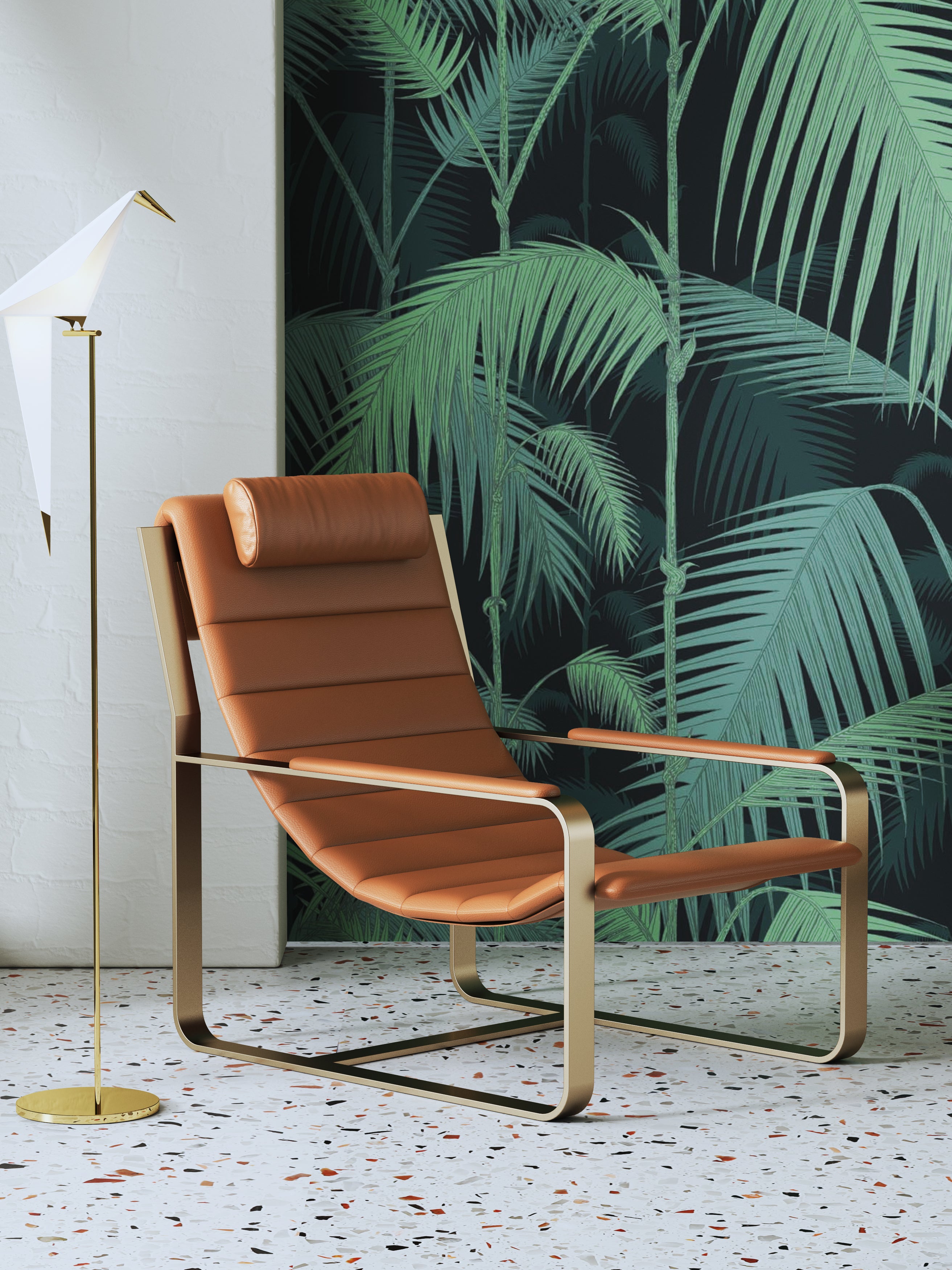 Leather Accent Chair with Metal Accents