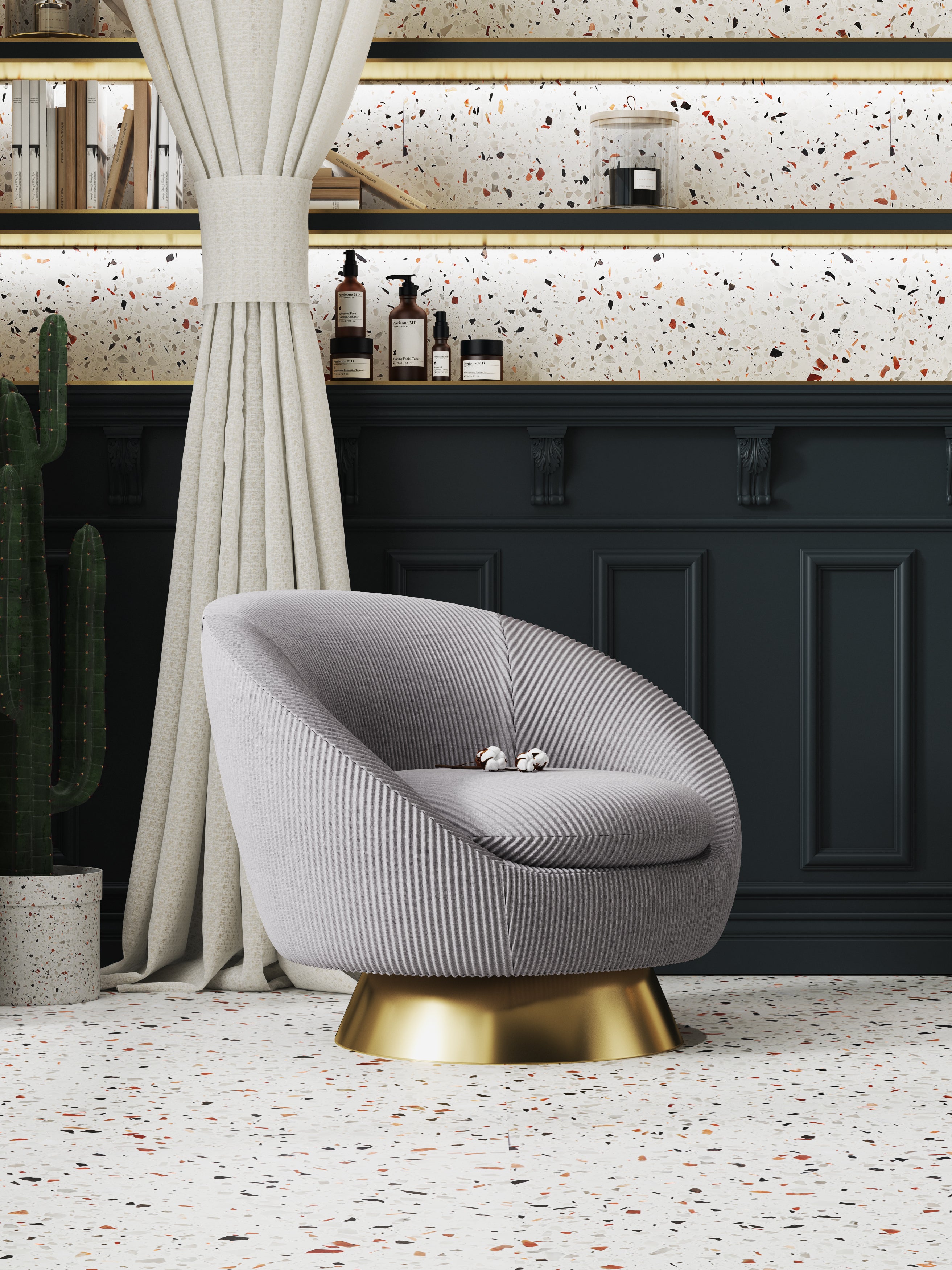 Leather Accent Chair with Metal Accents