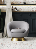 Leather Accent Chair with Metal Accents
