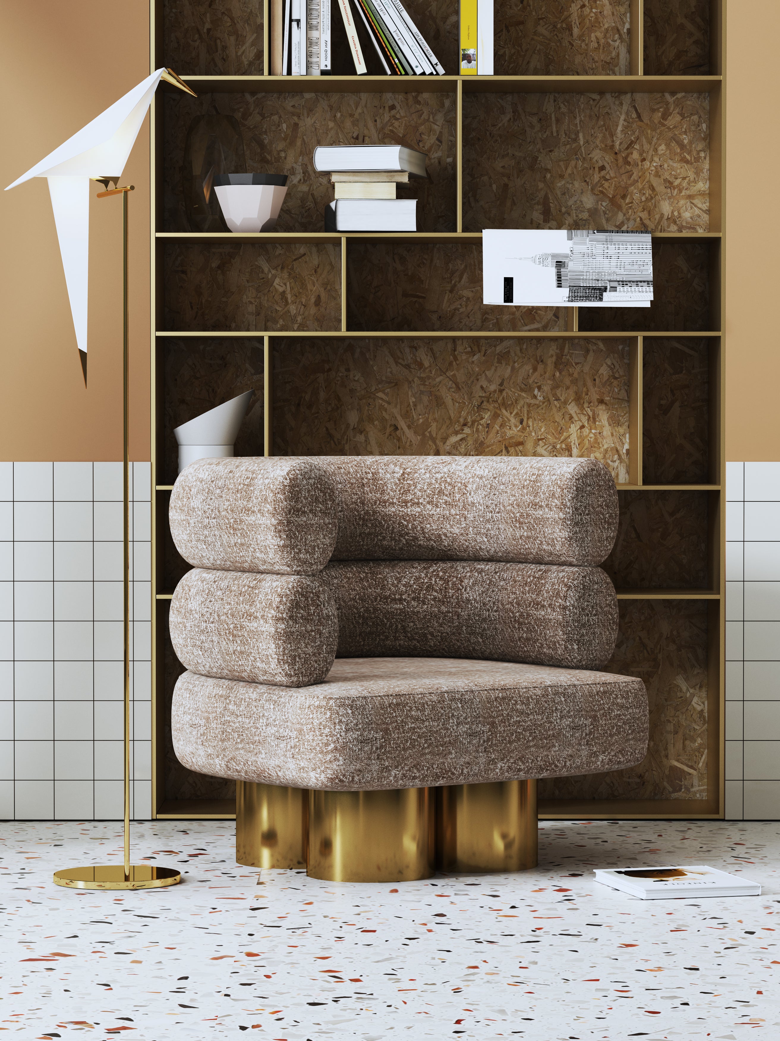 Upholstered Accent Chair with Metal Accents