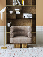 Upholstered Accent Chair with Metal Accents