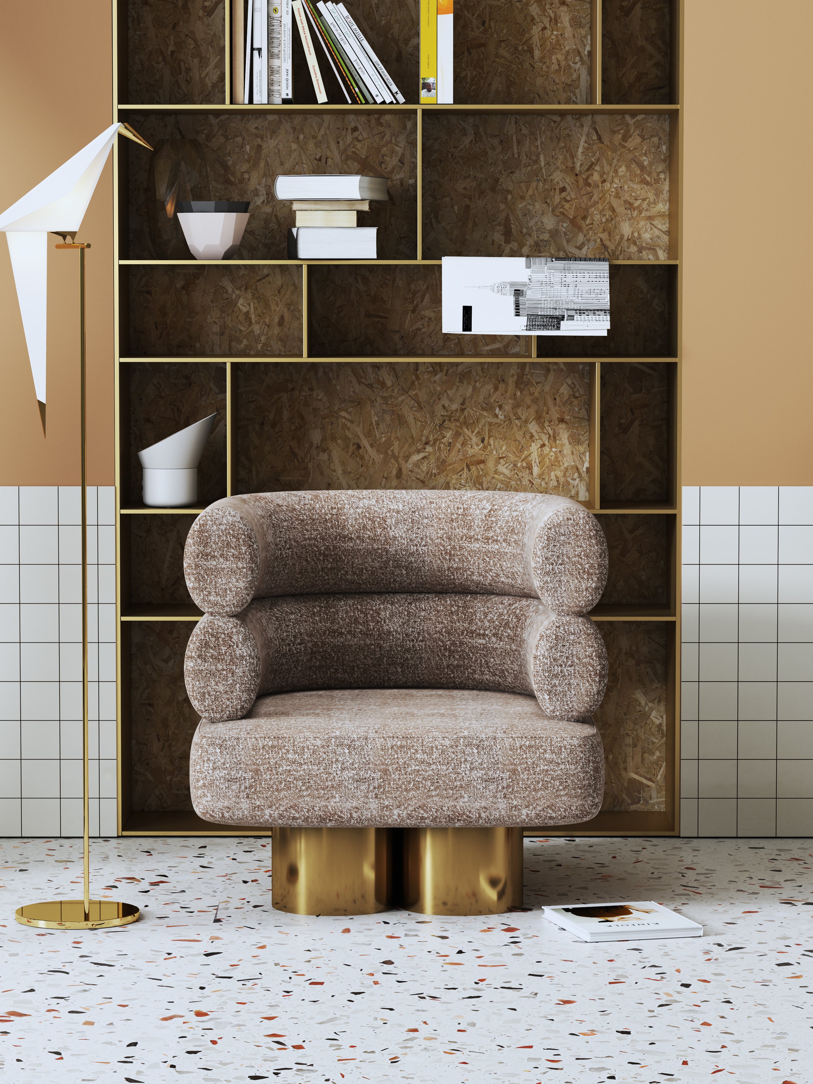 Upholstered Accent Chair with Metal Accents
