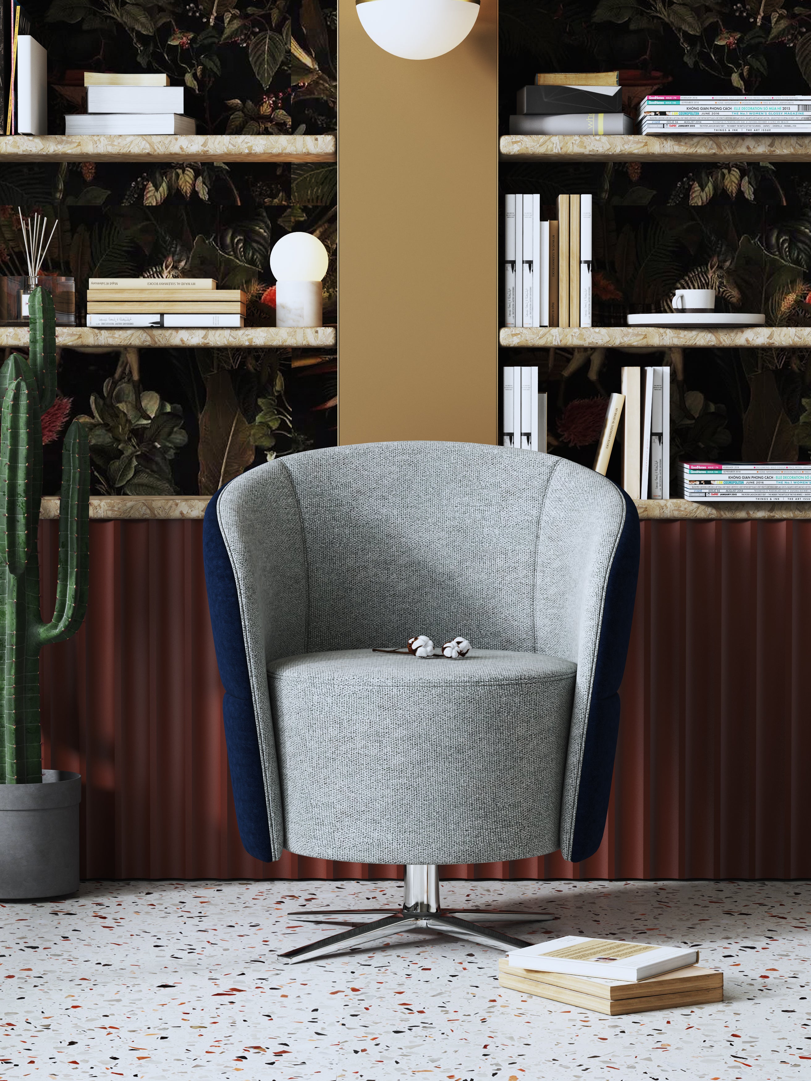 Upholstered Accent Chair with Metal Accents
